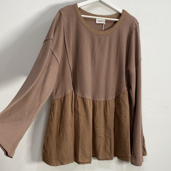 Andree Waffle Knit Top Long sleeve Boho 2X NWT - Picture 4 of 10